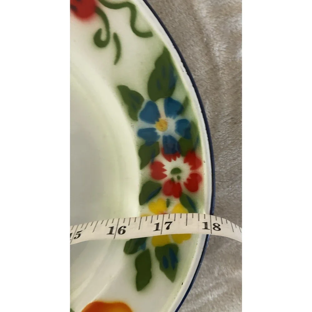 Enamelware Fruit Flowers Oval Serving Tray‎ Approx. 18x14